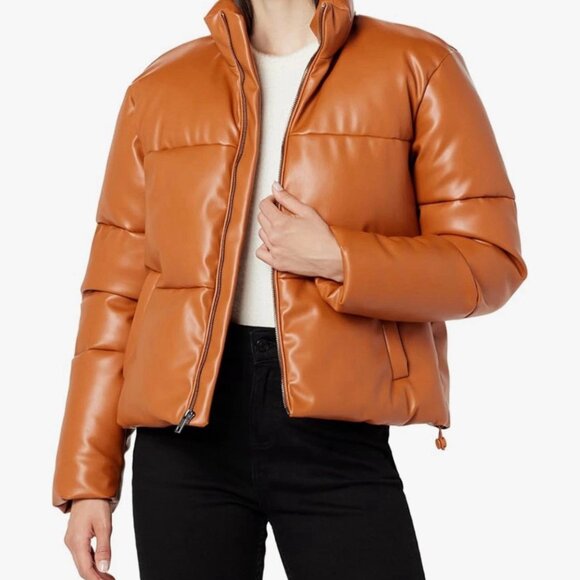 NWT The Drop Puffer Jacket Women's Size XS Black Priscilla Vegan Leather - Picture 1 of 4